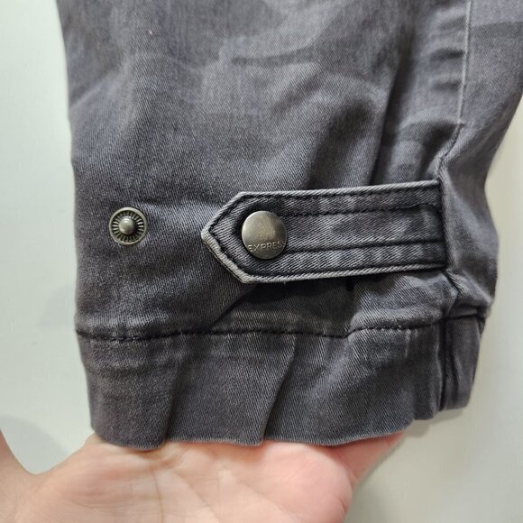 Express Cropped Straight Pant Womens 2 Gray Camo High Rise Cinched Jogger Cuff - Picture 6 of 9